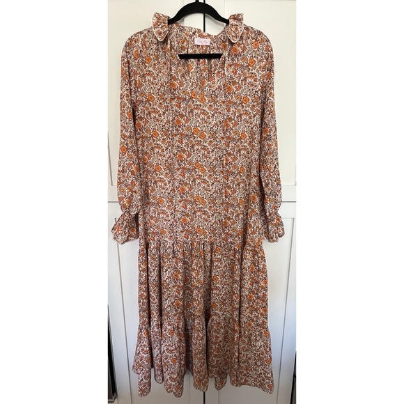 Flowers by Zoe Dresses & Skirts - Pink Lily Women's Boho Dress Maxi Orange Floral Flowy Sz XS Cottagecore Country